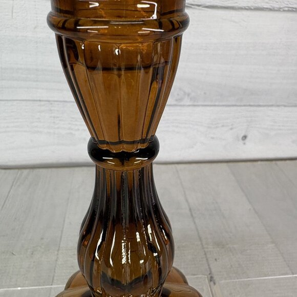 Vintage Robert Stanley Amber Glass Tapered Candles Sticks 6.5" Holders Set Of 2 - Picture 14 of 16